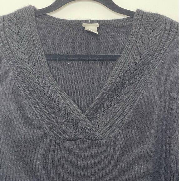 Vtg Y2K Fashion Bug Pullover Sweater  V Neck Long Sleeve‎ Black Dark Academia L - Picture 3 of 10